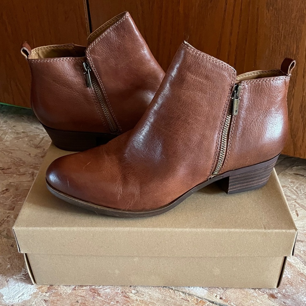 Lucky Brand Basel Bootie in Toffee sz 12W large size boot wide width NWT LEATHER